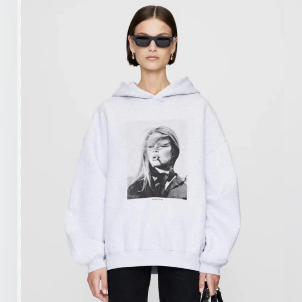 Anine Bing White Graphic Hoodie